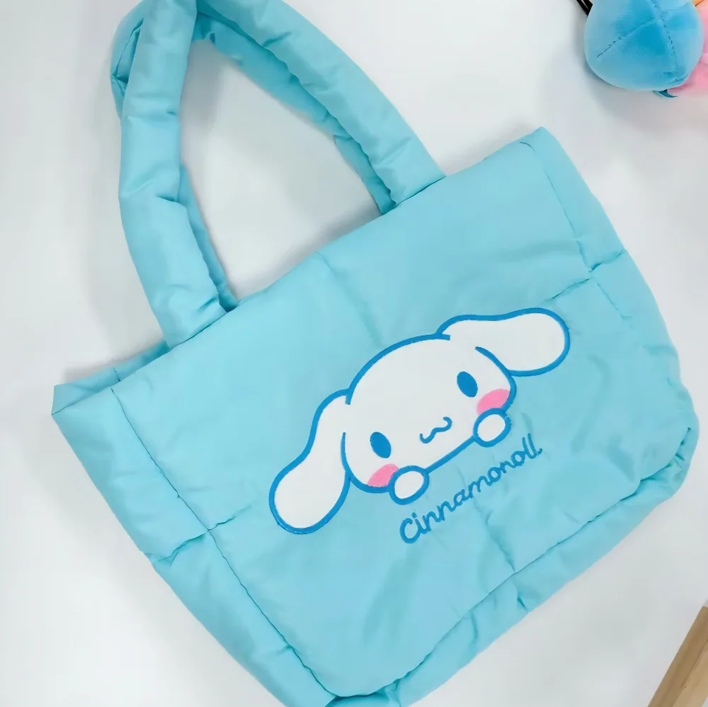 Light Blue Embroidered Cinnamoroll Puffy Purse/Tote Bag